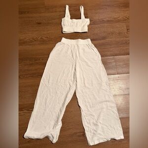 Relaxed Wide-Leg Cotton Pants in White